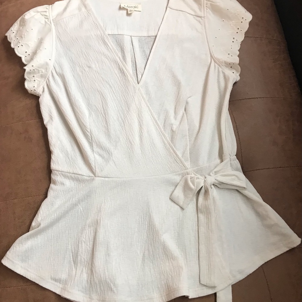 Pretty Cream color Wrap style Top by Meraki Size Large New without Tags
